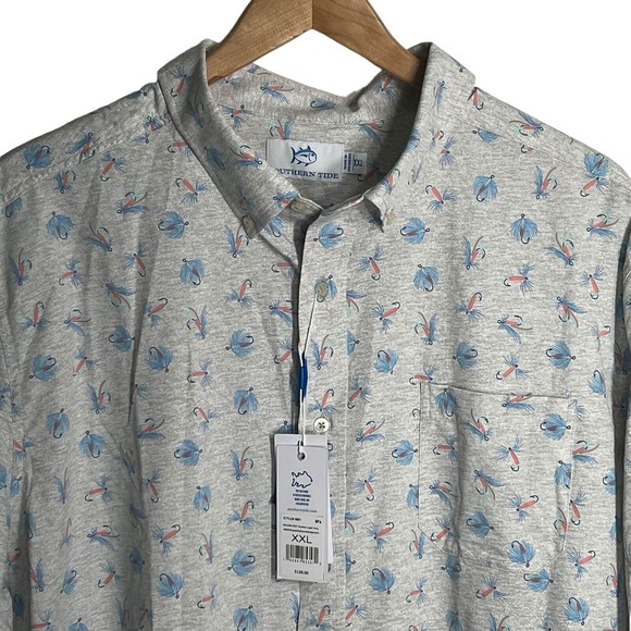 Southern Tide Gray Floral Casual Button Down Shirt - Picture 1 of 5